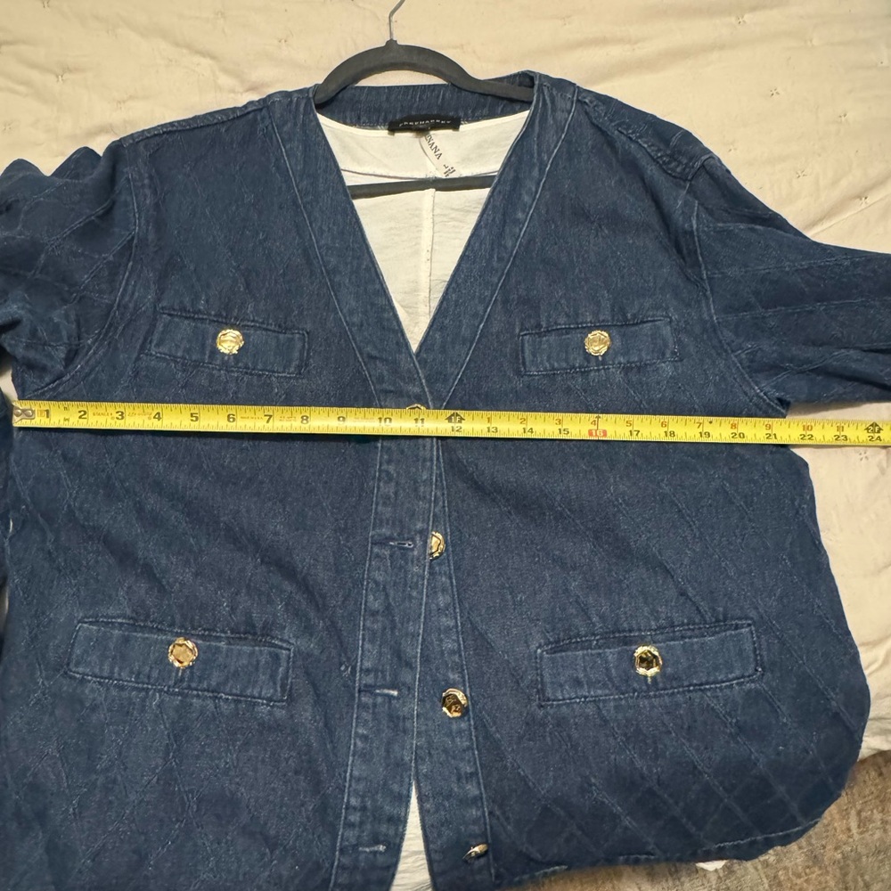 Argyle Blue Denim Jacket with Gold Buttons - Picture 5 of 6